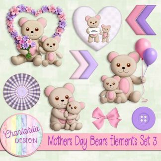 Mothers Day Bears Elements Set 3