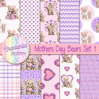 Mothers Day Bears Digital Papers Set 1