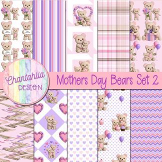 Mothers Day Bears Digital Papers Set 2