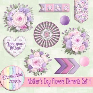 Mothers Day Flowers Elements Set 1