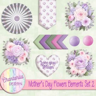 Mothers Day Flowers Elements Set 2