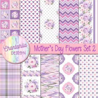 Mothers Day Flowers Digital Papers Set 2