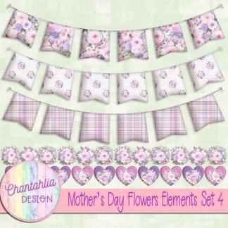 Mothers Day Flowers Elements Set 4