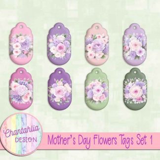 Mothers Day Flowers Tags Set 1