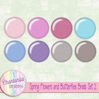 Spring Flowers and Butterflies Brads Set 2