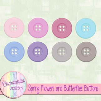 Spring Flowers and Butterflies Buttons