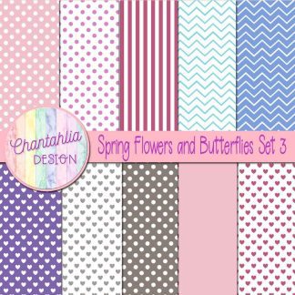 Spring Flowers and Butterflies Digital Papers Set 3