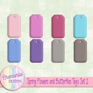 Spring Flowers and Butterflies Tags Set 2