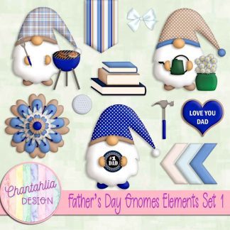 Free design elements in a Fathers Day Gnomes theme