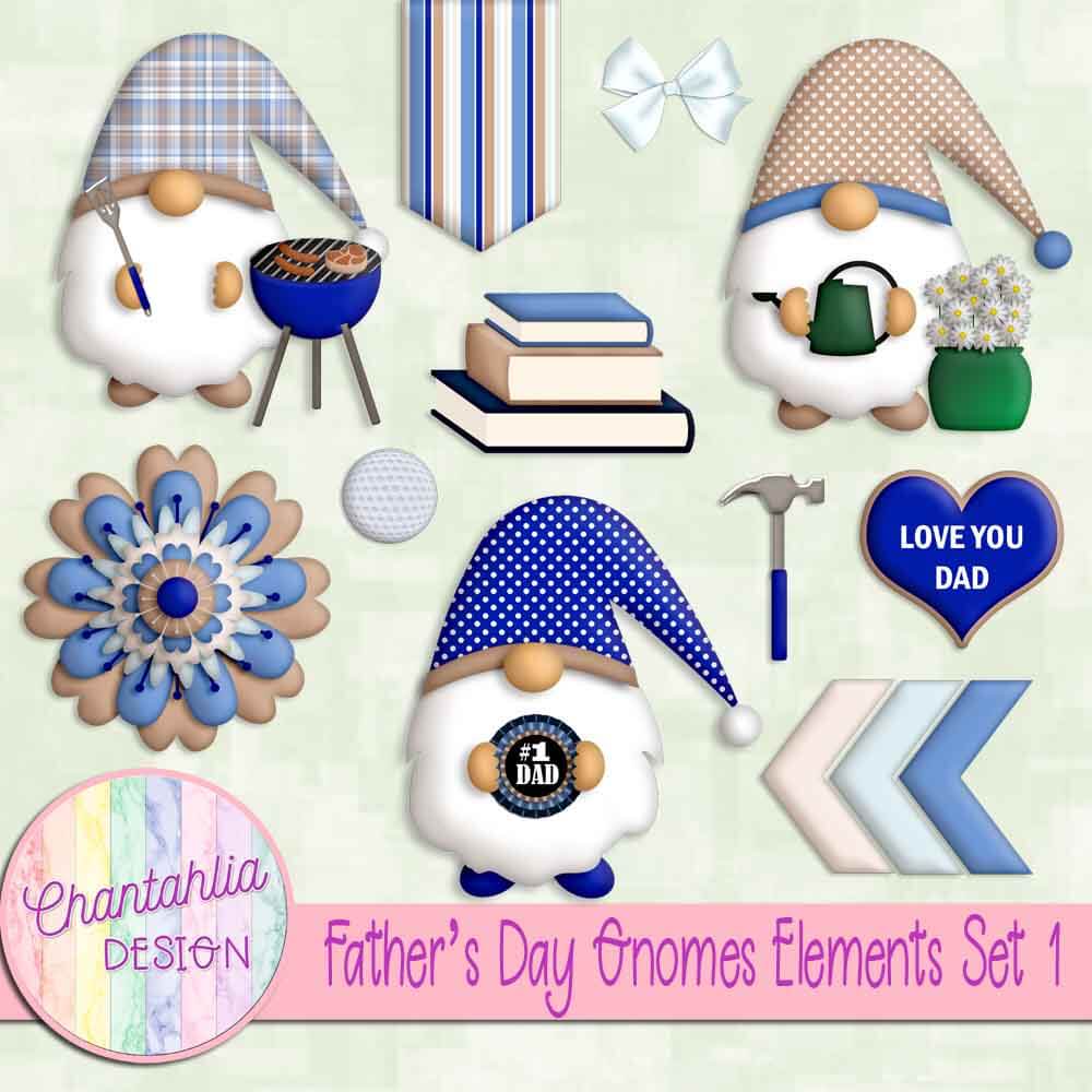 Free design elements in a Fathers Day Gnomes theme