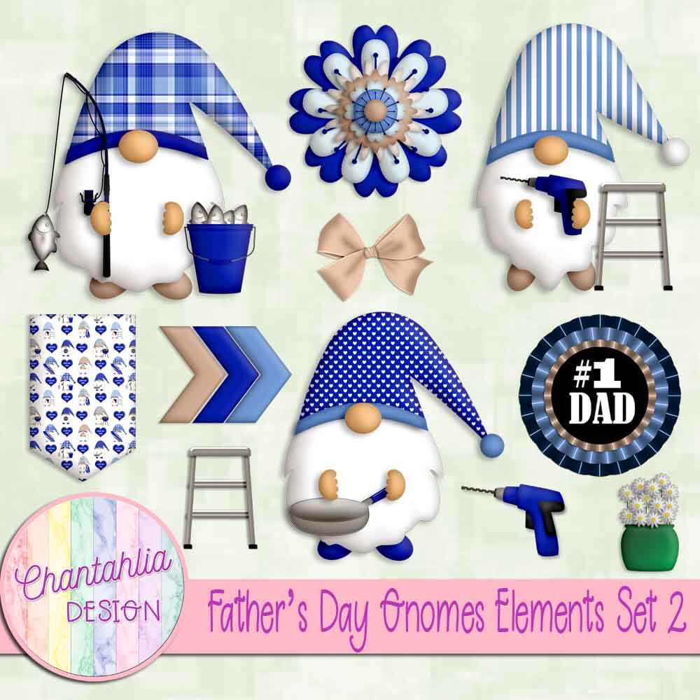 Free design elements in a Fathers Day Gnomes theme