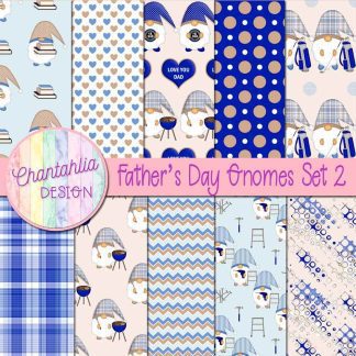 Free digital papers in a Fathers Day Gnomes theme