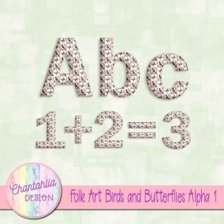 Folk Art Birds and Butterflies Alpha 1