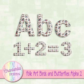 Folk Art Birds and Butterflies Alpha 2