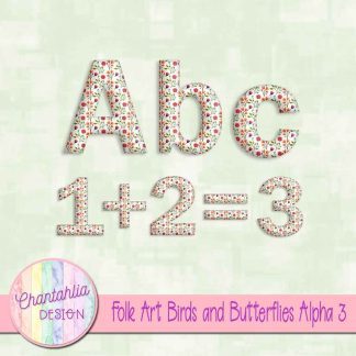 Folk Art Birds and Butterflies Alpha 3