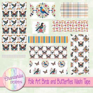 Folk Art Birds and Butterflies Washi Tape