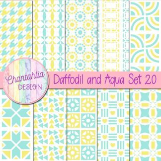 Free digital papers in various patterns in daffodil and aqua