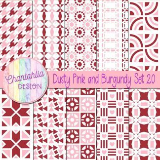 Free digital papers in various patterns in dusty pink and burgundy