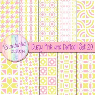 Free digital papers in various patterns in dusty pink and daffodil