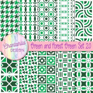 Free digital papers in various patterns in forest green and green