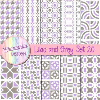 Free digital papers in various patterns in lilac and grey