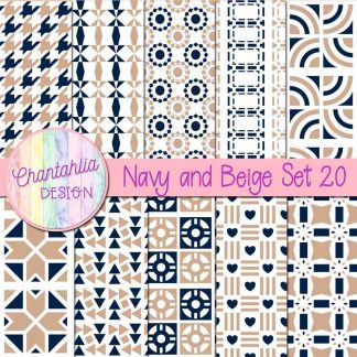 Free digital papers in various patterns in navy and beige