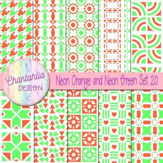 Free digital papers in various patterns in neon orange and neon green