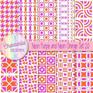 Free digital papers in various patterns in neon purple and neon orange