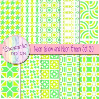 Free digital papers in various patterns in neon yellow and neon green