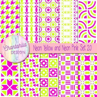 Free digital papers in various patterns in neon yellow and neon pink