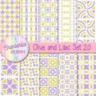 Free digital papers in various patterns in olive and lilac