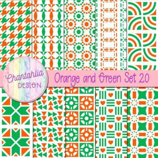 Free digital papers in various patterns in orange and green
