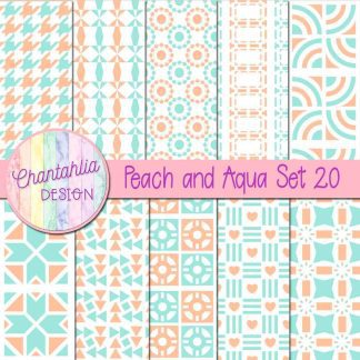 Free digital papers in various patterns in peach and aqua