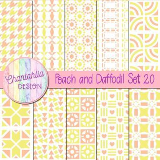 Free digital papers in various patterns in peach and daffodil