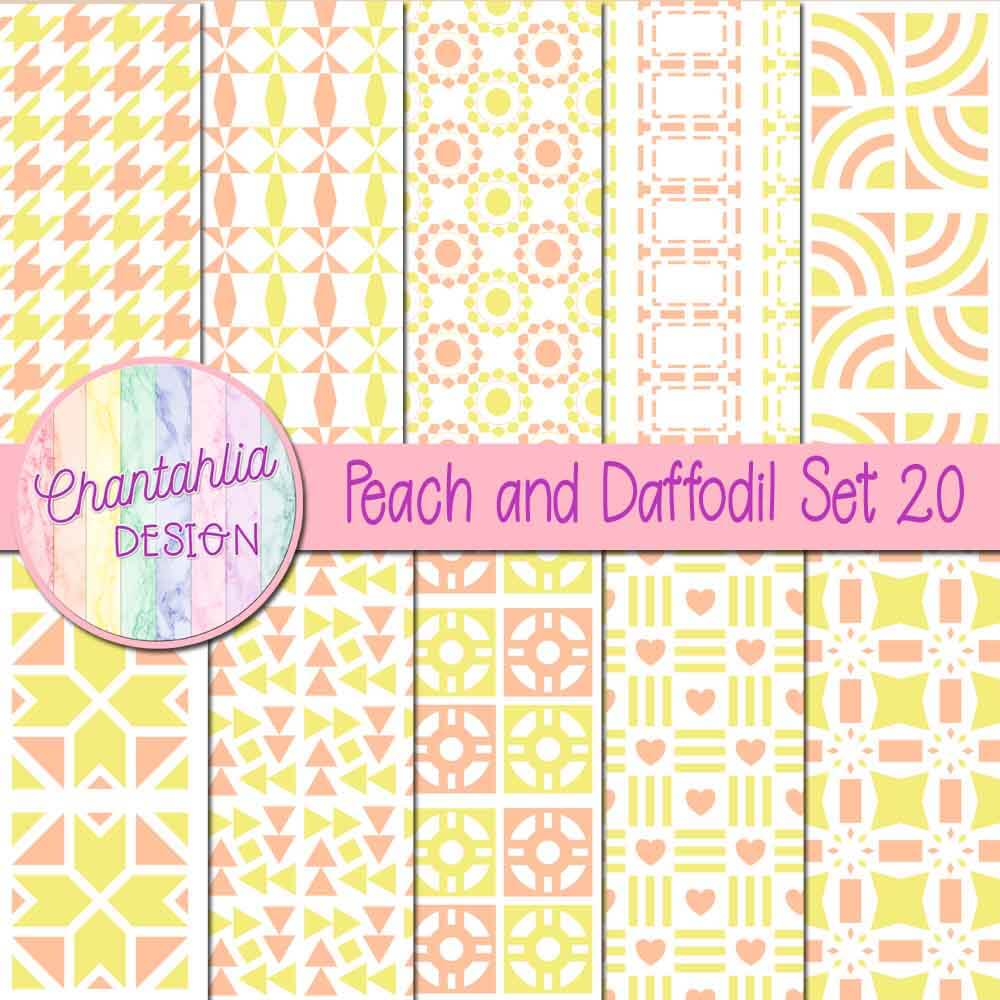 Free digital papers in various patterns in peach and daffodil