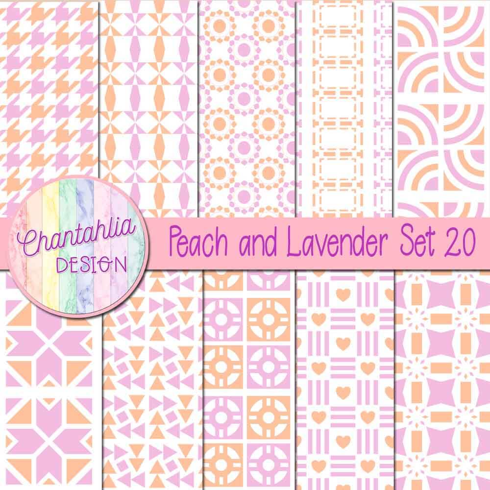 Free digital papers in various patterns in peach and lavender