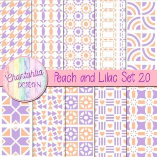 Free digital papers in various patterns in peach and lilac