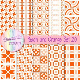 Free digital papers in various patterns in peach and orange