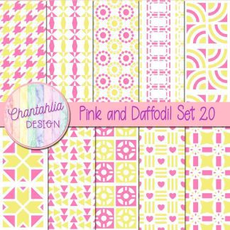 Free digital papers in various patterns in pink and daffodil