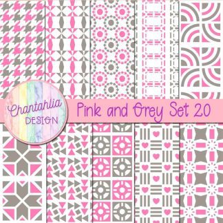 Free digital papers in various patterns in pink and grey