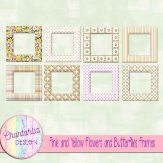 Pink and Yellow Flowers and Butterflies Frames