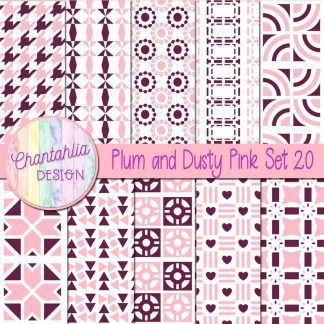 Free digital papers in various patterns in plum and dusty pink
