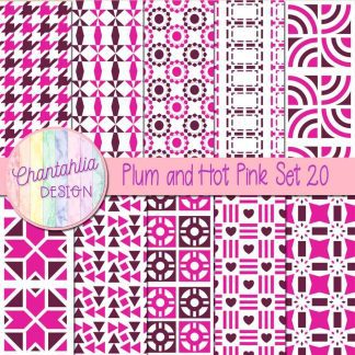 Free digital papers in various patterns in plum and hot pink