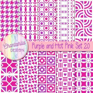 Free digital papers in various patterns in purple and hot pink
