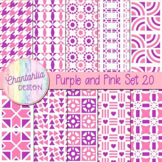 Free digital papers in various patterns in purple and pink