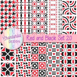 Free digital papers in various patterns in red and black