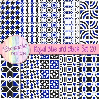 Free digital papers in various patterns in royal blue and black