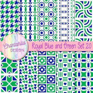 Free digital papers in various patterns in royal blue and green