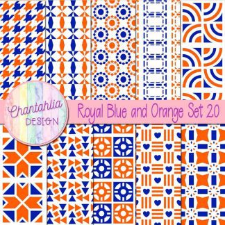 Free digital papers in various patterns in royal blue and orange
