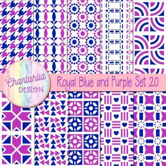 Free digital papers in various patterns in royal blue and purple